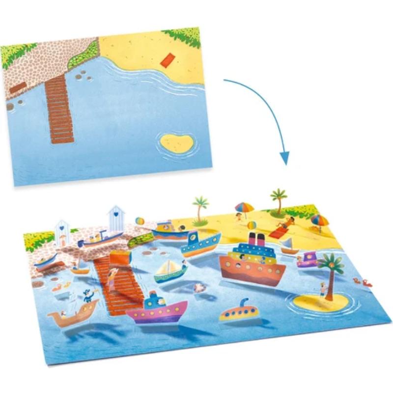 Djeco knutselset Herbruikbare 3D stickers Voertuigen DJ00043 - Afbeelding 2