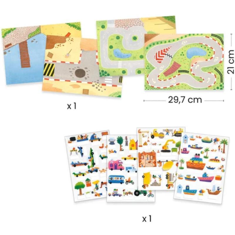 Djeco knutselset Herbruikbare 3D stickers Voertuigen DJ00043 - Afbeelding 5